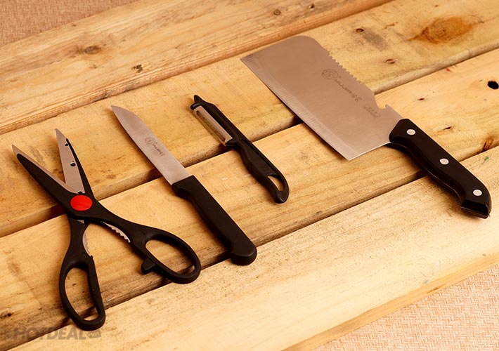 Bộ Dao Kéo Làm Bếp 4 Món